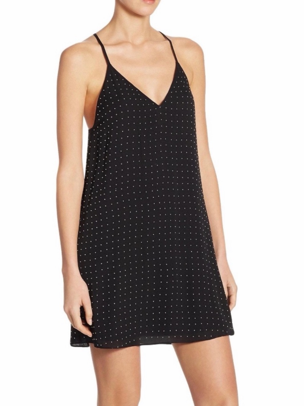 ALICE AND OLIVIA Jameson Studded Silk Cami Mini Dress In Black- Size XS